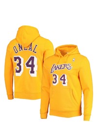 Mitchell & Ness Shaquille Oneal Gold Los Angeles Lakers Hardwood Classics Name Number Pullover Hoodie At Nordstrom