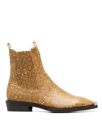Mustard Print Leather Casual Boots