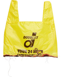 Mustard Print Leather Tote Bag