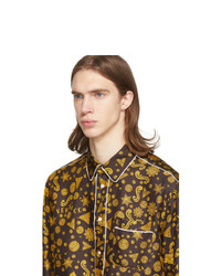 Versace Gold And Black Barocco Western Shirt