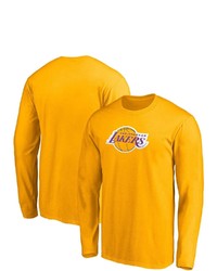 FANATICS Branded Gold Los Angeles Lakers Team Primary Logo Long Sleeve T Shirt