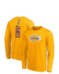 FANATICS Branded Lebron James Gold Los Angeles Lakers Playmaker Name Number Long Sleeve T Shirt