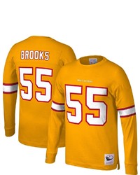 Mitchell & Ness Derrick Brooks Orange Tampa Bay Buccaneers Throwback Retired Player Name Number Long Sleeve Top