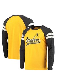 STARTE R Goldblack Pittsburgh Ers Throwback League Raglan Long Sleeve Tri Blend T Shirt