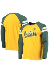 STARTE R Yellowgreen Green Bay Packers Throwback League Raglan Long Sleeve Tri Blend T Shirt