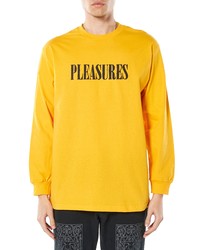 Pleasures Tickle Logo Long Sleeve Graphic Tee In Gold At Nordstrom