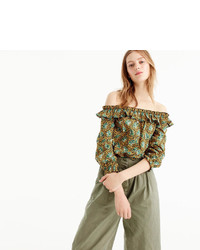 J.Crew Off The Shoulder Top In Ratti Elephant Print