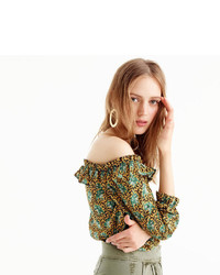 J.Crew Off The Shoulder Top In Ratti Elephant Print