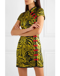 De La Vali Suki Tiger Print Silk Satin Mini Dress