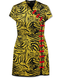 De La Vali Suki Tiger Print Silk Satin Mini Dress