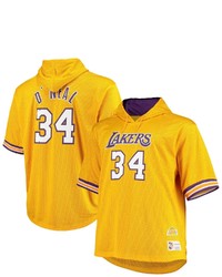 Mitchell & Ness Shaquille Oneal Goldpurple Los Angeles Lakers Big Tall Name Number Short Sleeve Hoodie At Nordstrom