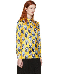Gucci Yellow Wallpaper Silk Shirt