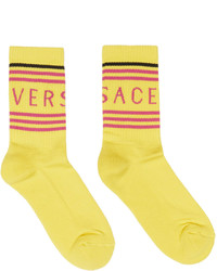 Versace Yellow Logo Stripe Socks