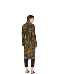 Dries Van Noten Black And Yellow Rennie Floral Trench Coat
