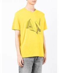 Armani Exchange Logo Print V Neck T Shirt