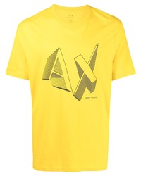 Armani Exchange Logo Print V Neck T Shirt