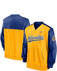 Nike Royalgold Milwaukee Brewers Cooperstown Collection V Neck Pullover At Nordstrom