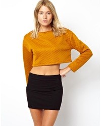 Mustard Quilted Cropped Top