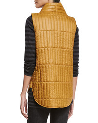 Eileen Fisher Quilted Stand Collar Vest Arnica Yellow