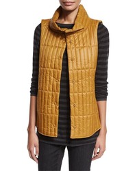 Eileen Fisher Quilted Stand Collar Vest Arnica Yellow