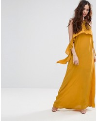 Missguided Ruffle Sleeve Cold Shoulder Maxi Dress