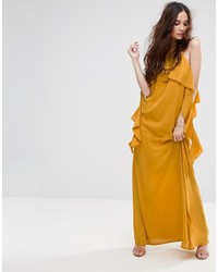 Missguided Ruffle Sleeve Cold Shoulder Maxi Dress
