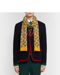Gucci Fringed Printed Cotton Modal And Cashmere Blend Scarf