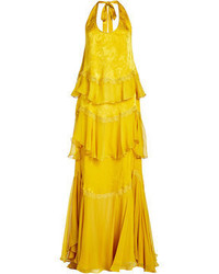 Roberto Cavalli Silk Gown With Lace