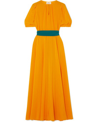 Mustard Silk Midi Dress