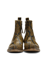 Golden Goose Tan Limited Edition Python Santiago Boots