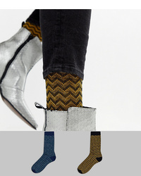 ASOS DESIGN Ankle Socks In Glitter Chevron Design 2 Pack