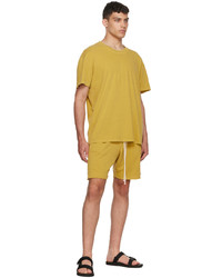 Les Tien Yellow Cotton Shorts