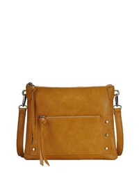 Mustard Studded Leather Crossbody Bag