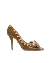 Mustard Studded Leather Pumps