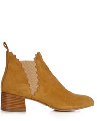 Chloé Chlo Lauren Scallop Edged Suede Ankle Boots