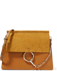 Chloé Faye Medium Leather And Suede Shoulder Bag Saffron
