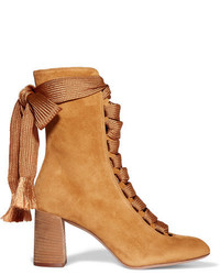 Chloé Lace Up Suede Boots Mustard