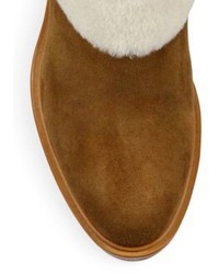 Casadei Shearling Fur Suede Boots
