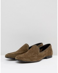 Asos Loafers In Khaki Suede