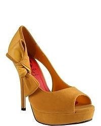 Beston Jacobies By Orchid 3 Yellow Peep Toe Pumps