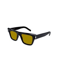 Saint Laurent 51mm Rectangular Sunglasses In Oxford Black At Nordstrom
