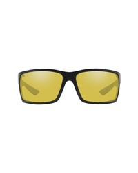 Costa Del Mar 64mm Mirrored Polarized Rectangular Sunglasses In Matte Gun Black At Nordstrom