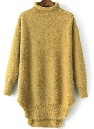 Turtleneck Loose Yellow Sweater Dress | Where to buy & how to wear