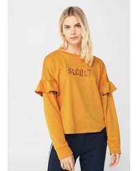 Mango Ruffled Embroidered Sweatshirt