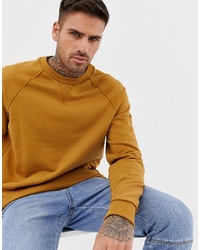 ASOS DESIGN Sweatshirt With Raw Edge Seam Detail In Dark Yellow