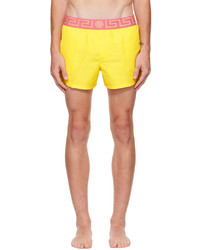 Versace Underwear Yellow Greca Border Swim Shorts