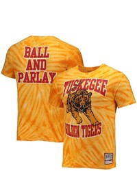 Mitchell & Ness Gold Tuskegee Golden Tigers Tailsweep Tie Dye T Shirt