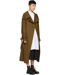 Y's Ys Brown Oversized Trench Coat