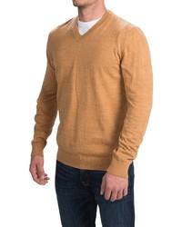 Men's Mustard V-neck Sweater, Multi colored Long Sleeve Shirt, Khaki ...
