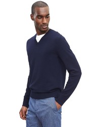 Extra Fine Merino Wool Vee Sweater Pullover